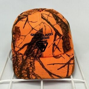 Vintage K-Products Great Lakes Hybrids‎ Snapback Hat Orange Camouflage